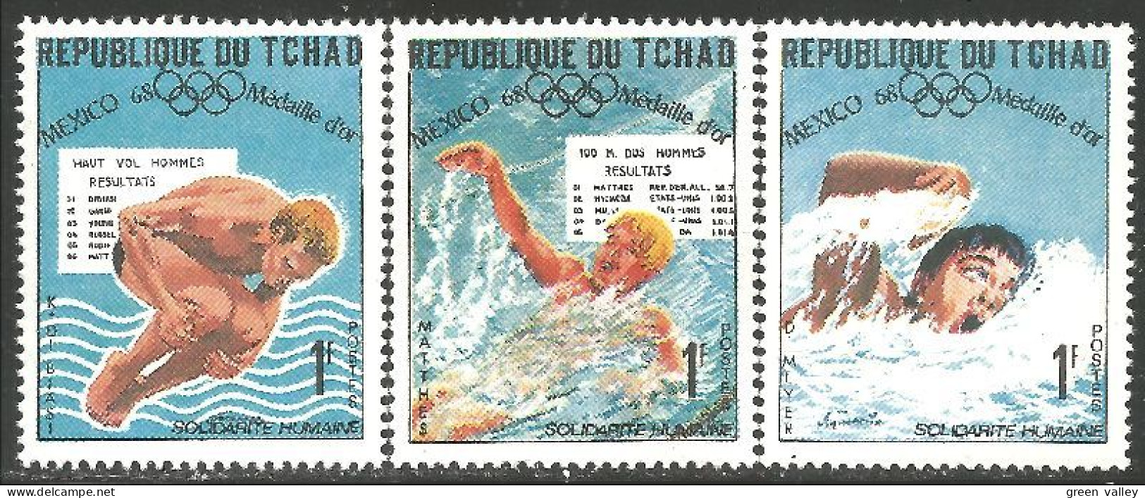 855 Tchad Natation Swimming Mexico Olympiques 1968 MNH ** Neuf SC (TCD-36d) - Duiken