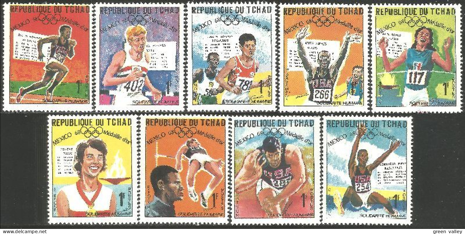 855 Tchad Athlétisme Track Field Mexico Olympiques 1968 MNH ** Neuf SC (TCD-35b) - Zomer 1968: Mexico-City