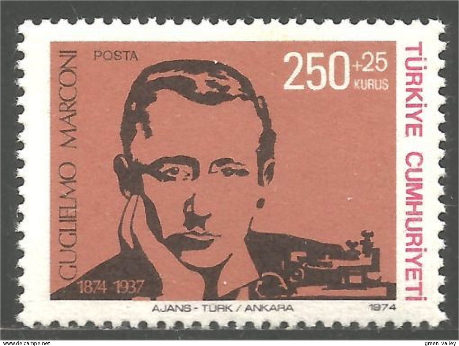 890 Turquie Guglielmo Marconi MNH ** Neuf SC (TUR-88d) - Autres & Non Classés