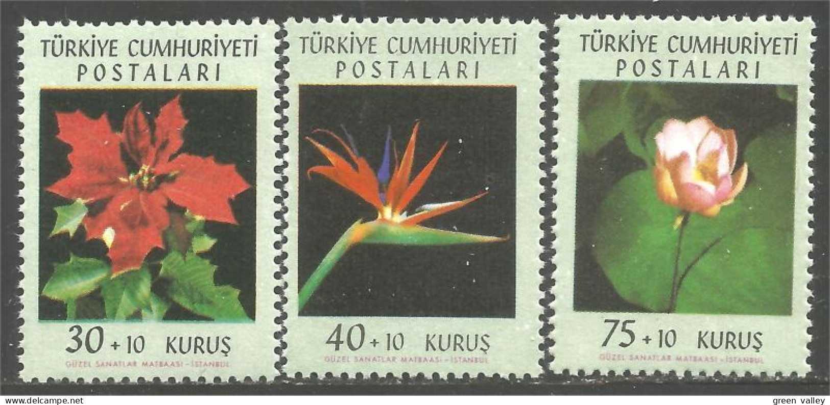 890 Turquie Poinsettia Nénuphar Water Lily MH * Neuf CH (TUR-87) - Unused Stamps