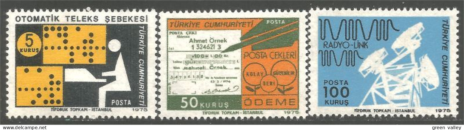 890 Turquie Telex Cheque Postal Check Telecommunications MNH ** Neuf SC (TUR-76a) - Ungebraucht