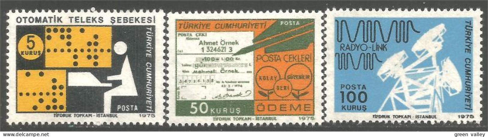 890 Turquie Telex Cheque Postal Check Telecommunications MNH ** Neuf SC (TUR-76a) - Nuovi