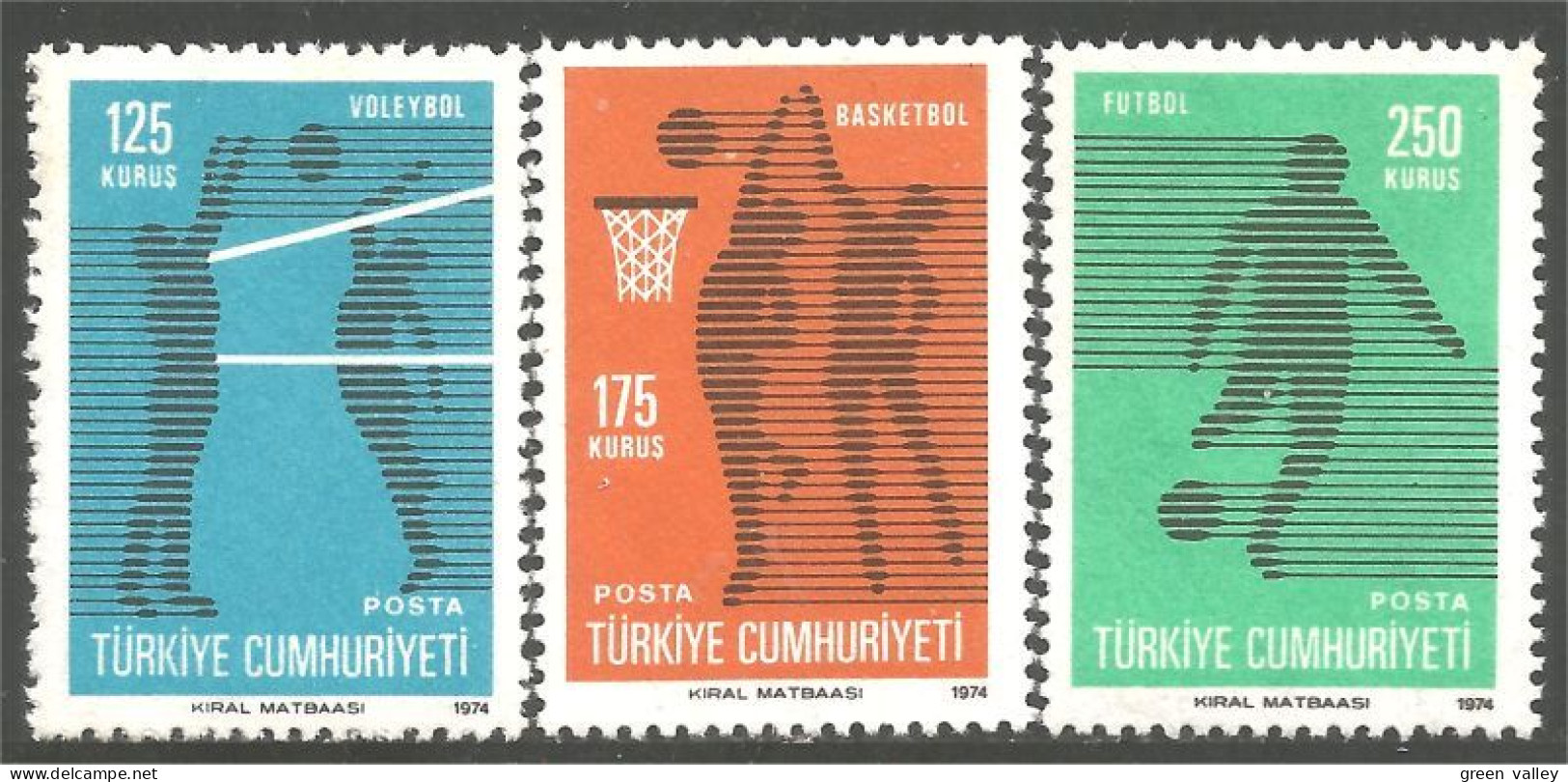 890 Turquie Volleyball Basketball Football MNH ** Neuf SC (TUR-75) - Unused Stamps