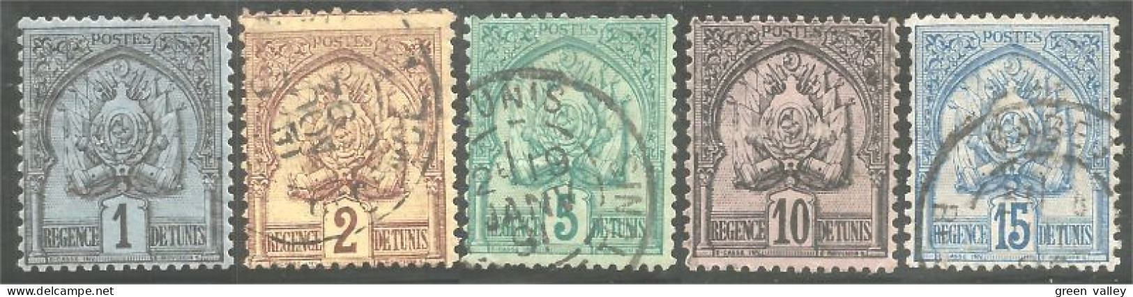 888 Tunisie Régence Tunis 1c-15c (TUN-125) - Usados