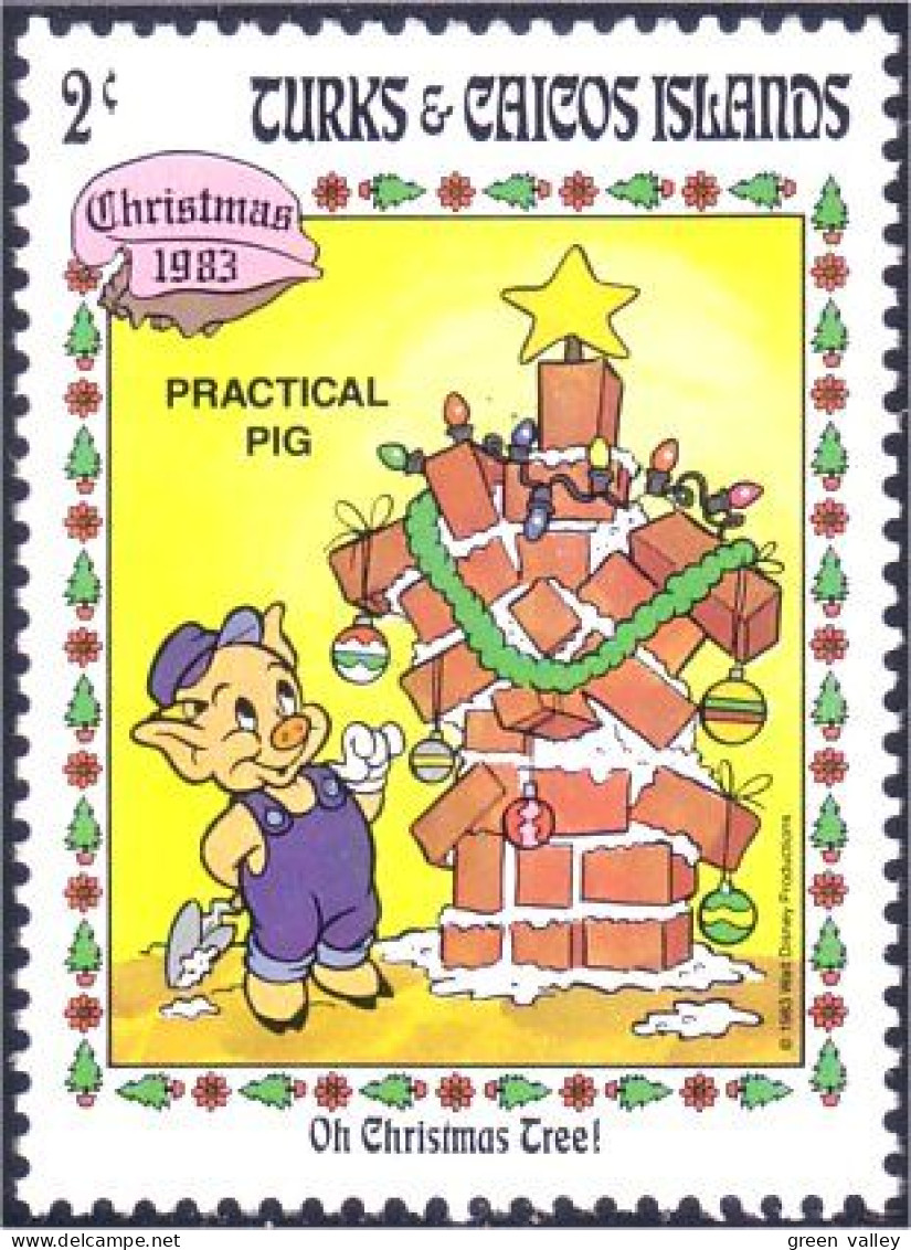 886 Turks Caicos Sapin Noel Christmas Tree Practical Pig Cochon MNH ** Neuf SC (TUK-83) - Christmas