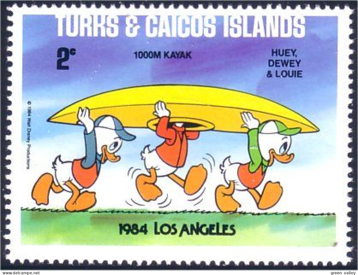 886 Turks Caicos Olympiques Los Angeles Kayak MNH ** Neuf SC (TUK-76c) - Kanu