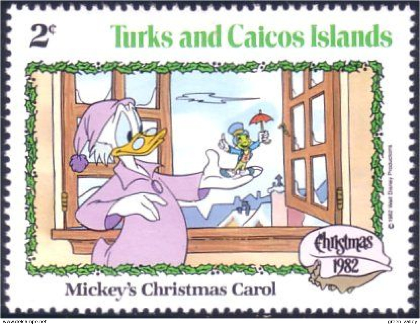886 Turks Caicos Disney Noel Christmas Picsou Scrooge Jiminy Cricket MNH ** Neuf SC (TUK-70a) - Turks & Caicos