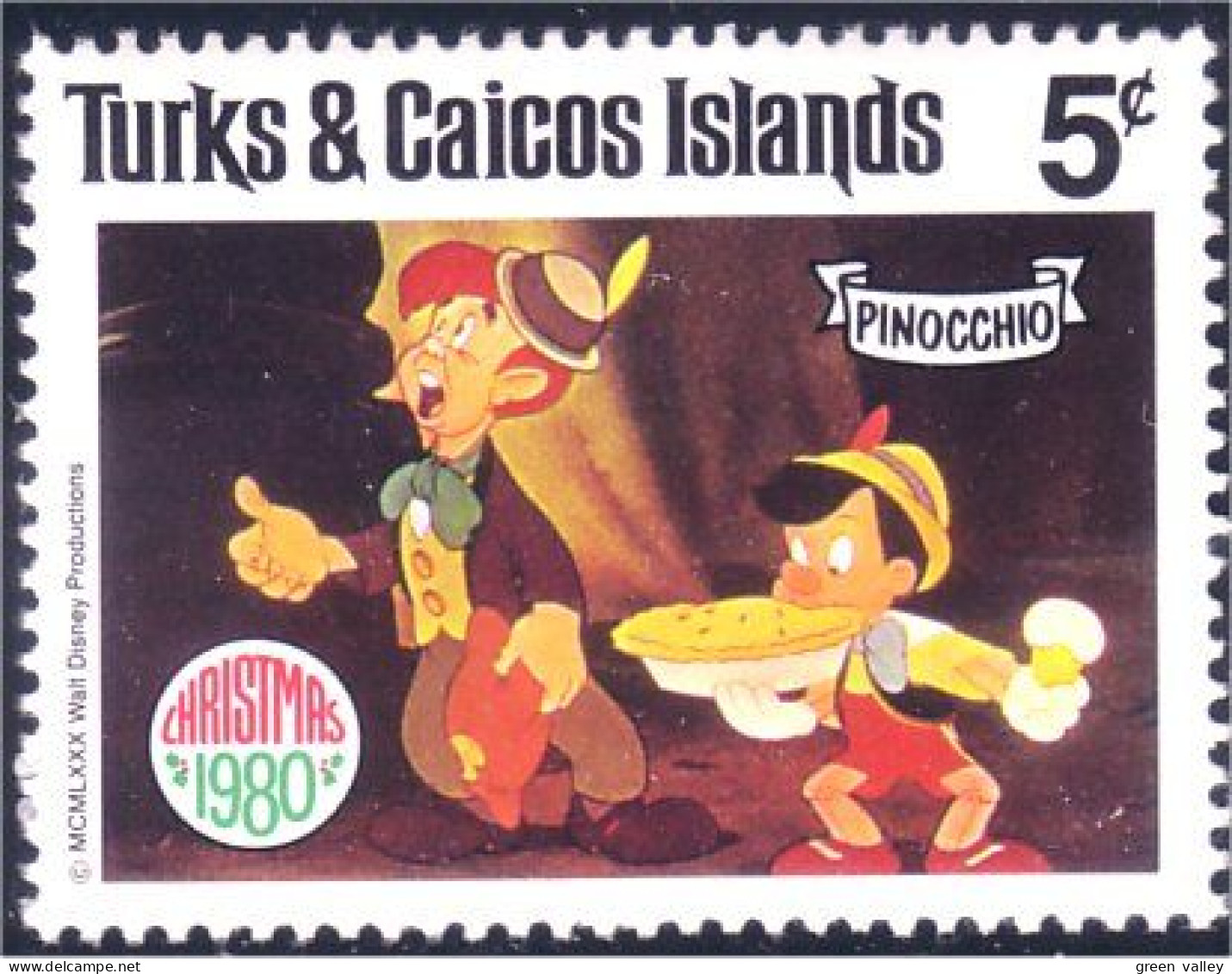 886 Turks Caicos Disney Pinocchio Noel Christmas Lampwick Puppet Marionette Donkey Ane Ass Esel MNH ** Neuf SC (TUK-66a) - Disney