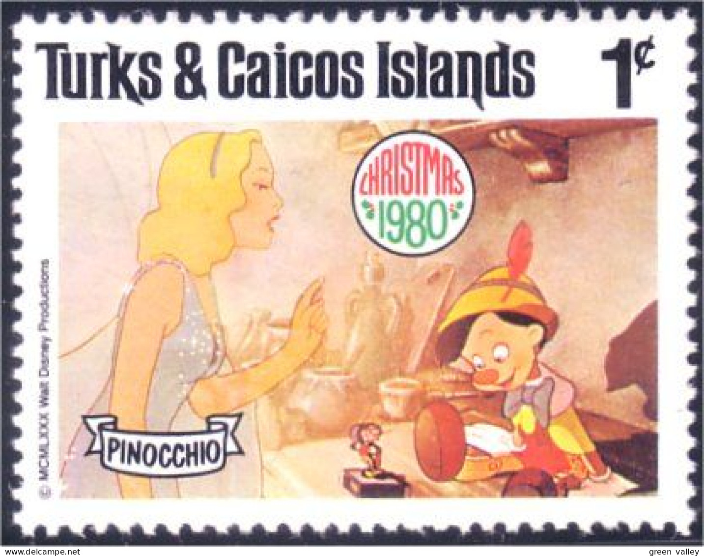 886 Turks Caicos Disney Pinocchio Noel Christmas Blue Fairy Jiminy Cricket MNH ** Neuf SC (TUK-62a) - Turks And Caicos