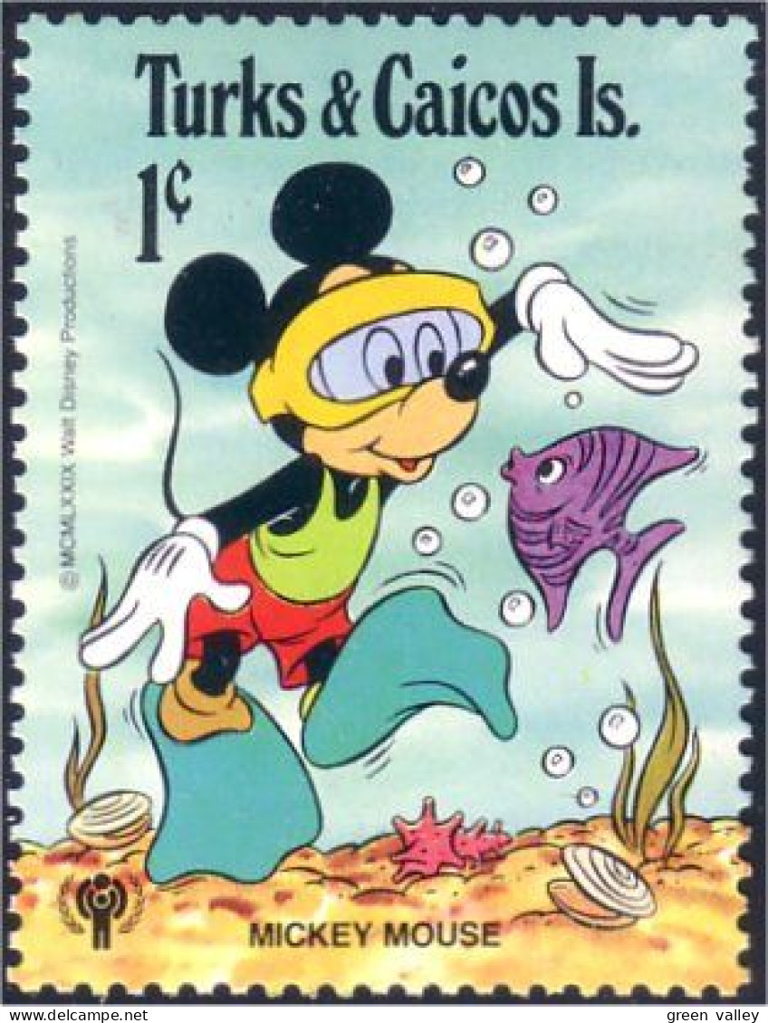 886 Turks Caicos Disney Mickey Diving Plongeur Plongée Diver MNH ** Neuf SC (TUK-55) - Diving