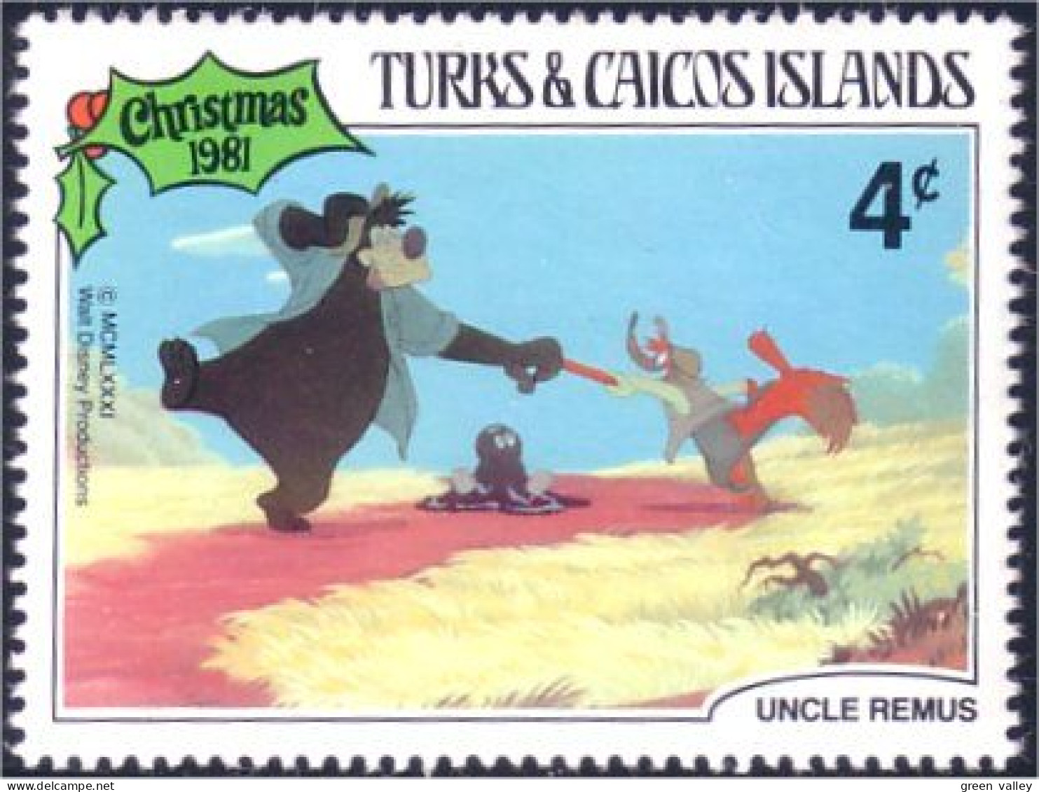 886 Turks Caicos Disney Remus Noel Christmas Fox Renard Fuchs Ours Bear MNH ** Neuf SC (TUK-52a) - Turks & Caicos (I. Turques Et Caïques)