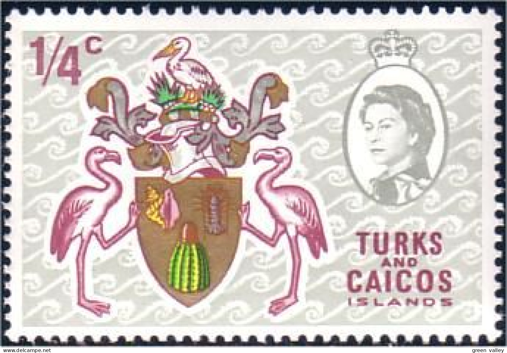 886 Turks Caicos Flamingo Coat Of Arms Flamant Et Armoiries MNH ** Neuf SC (TUK-10a) - Briefmarken