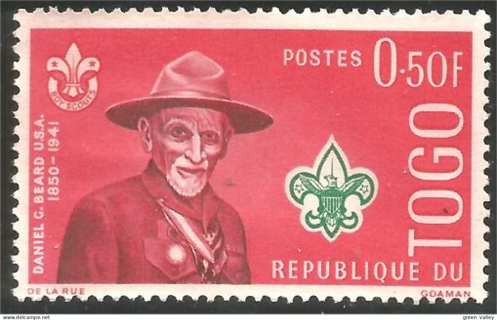 870 Togo Scout Scoutism Padpfinder Daniel Beard Sans Gomme (TGO-166c) - Nuevos