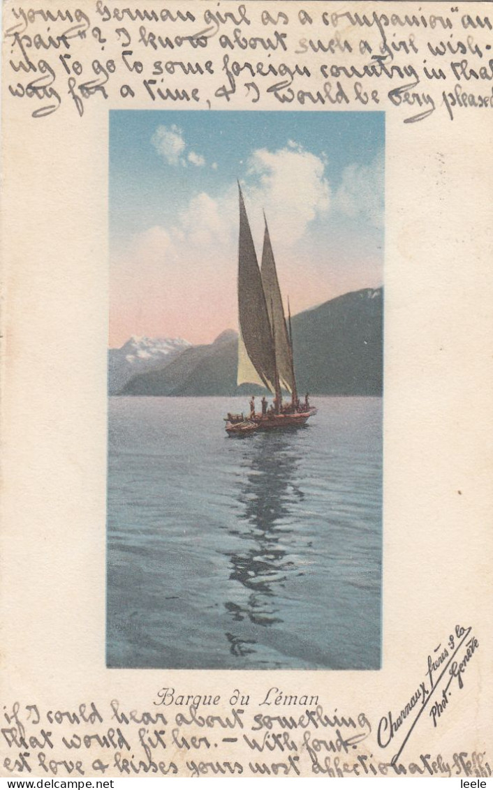 CV89.Vintage Swiss Postcard. Sailing Boat On Lake Leman. Switzerland. - Fishing Boats