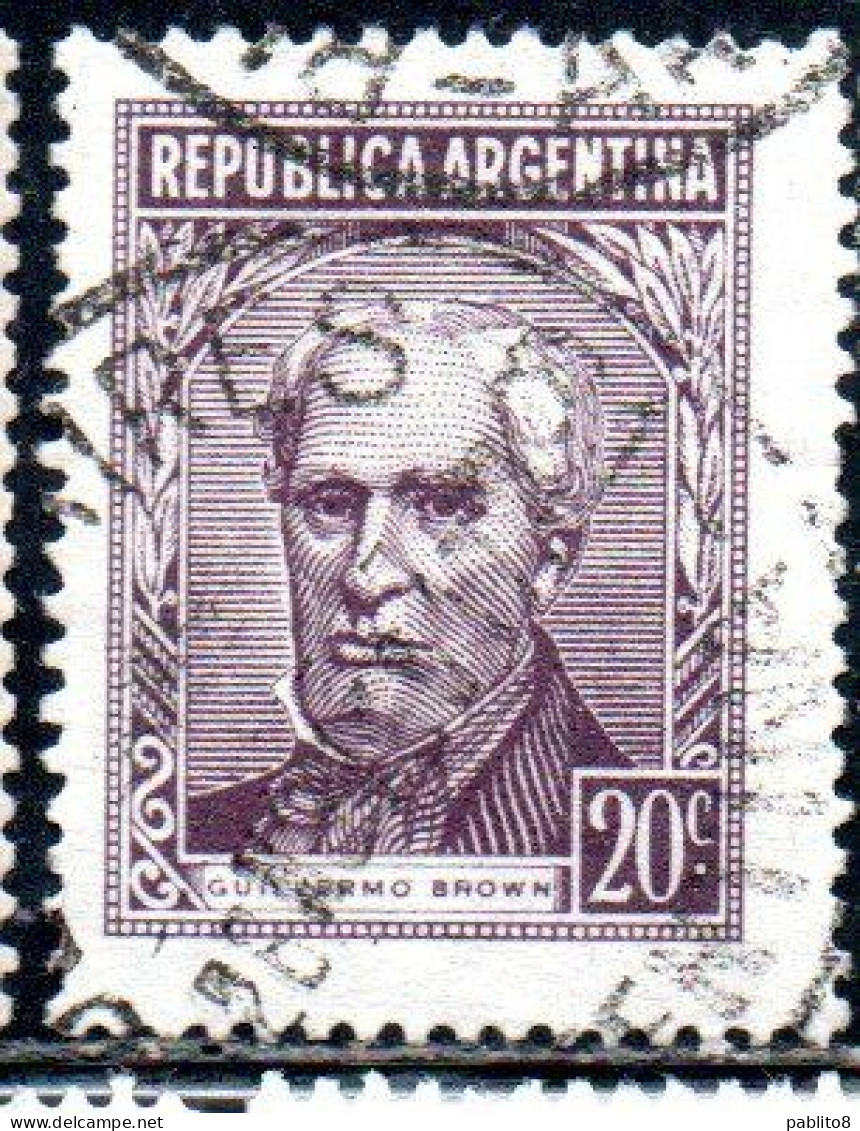 ARGENTINA 1956 GUILLERMO BROWN 20c USED USADO OBLITERE' - Used Stamps