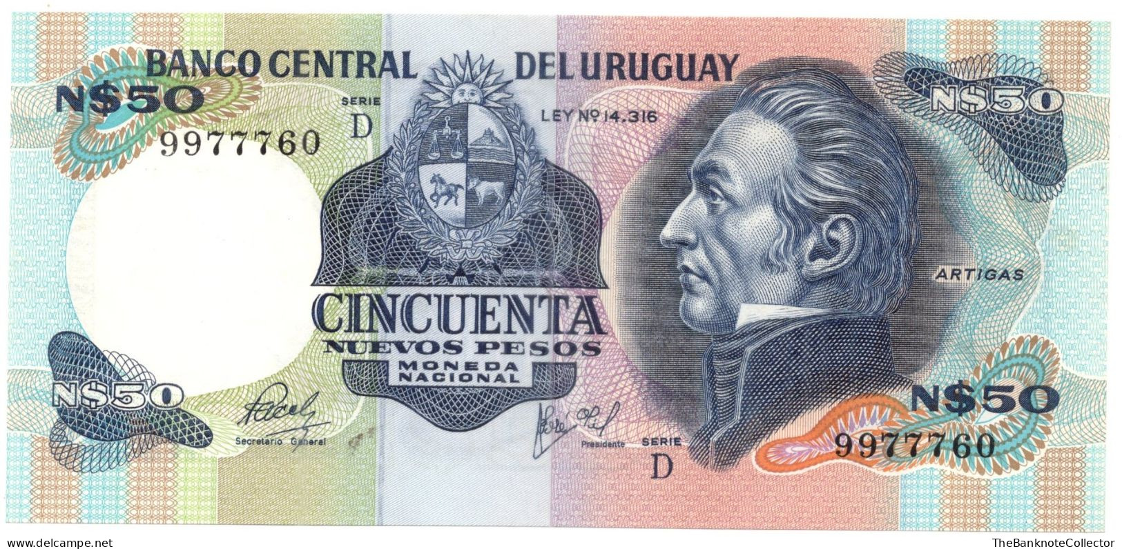 Uruguay 50 Pesos ND 1981 Serie D P-61 UNC - Uruguay