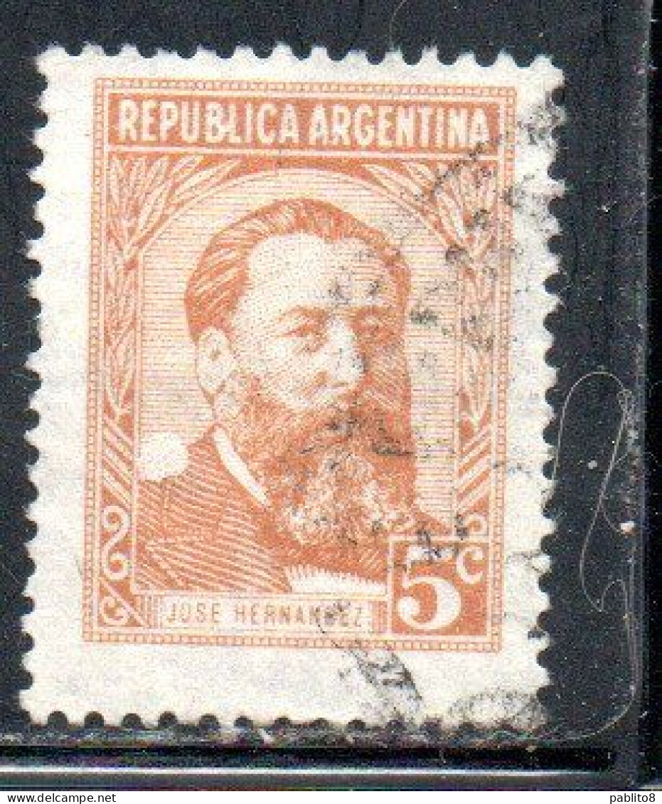 ARGENTINA 1957 JOSE HERNANDEZ 5c USED USADO OBLITERE' - Used Stamps