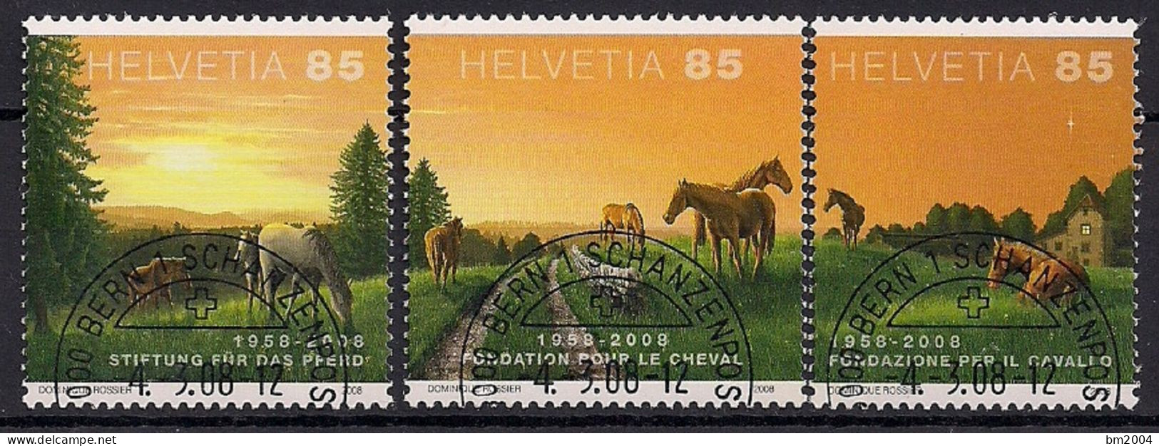 2008  Schweiz Mi.  2047-9  FD-used     Juralandschaft; 50 Jahre Stiftung Für Das Pferd - Used Stamps