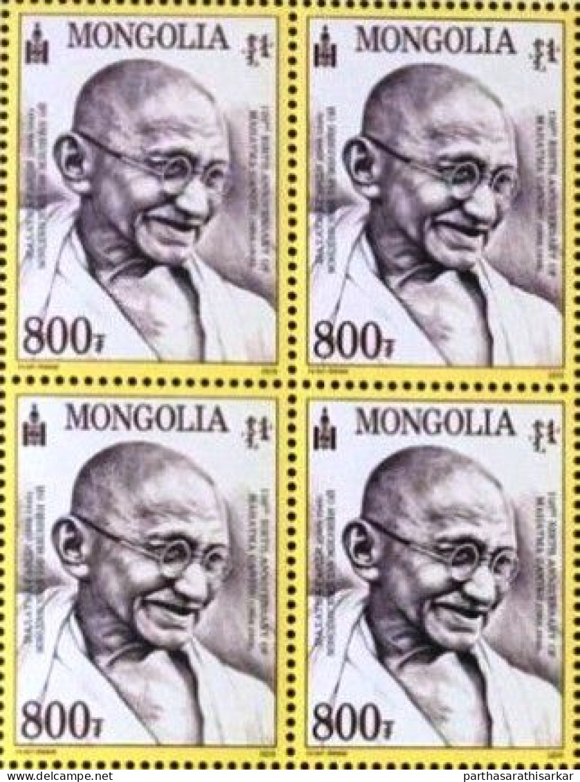 MONGOLIA 2019 150TH BIRTH ANNIVERSARY OF MAHATMA GANDHI SINGLE STAMP BLOCK OF 4 FORMAT MNH RARE - Mahatma Gandhi