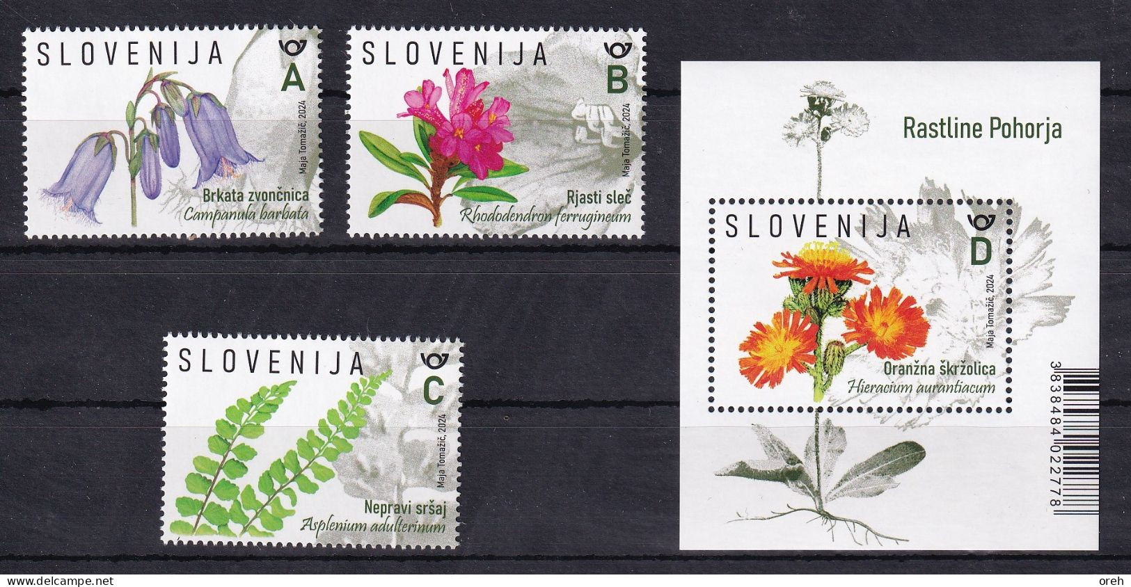 SLOVENIA 2024,FLORA,PLANTS OF THE POHORJE,BLOCK,,MNH - Slovenia