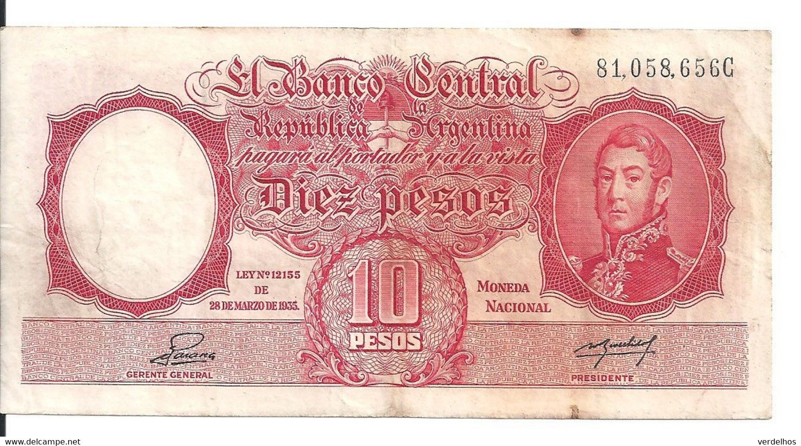 ARGENTINE 10 PESOS ND1946-54 VF+ P 265 B - Argentine