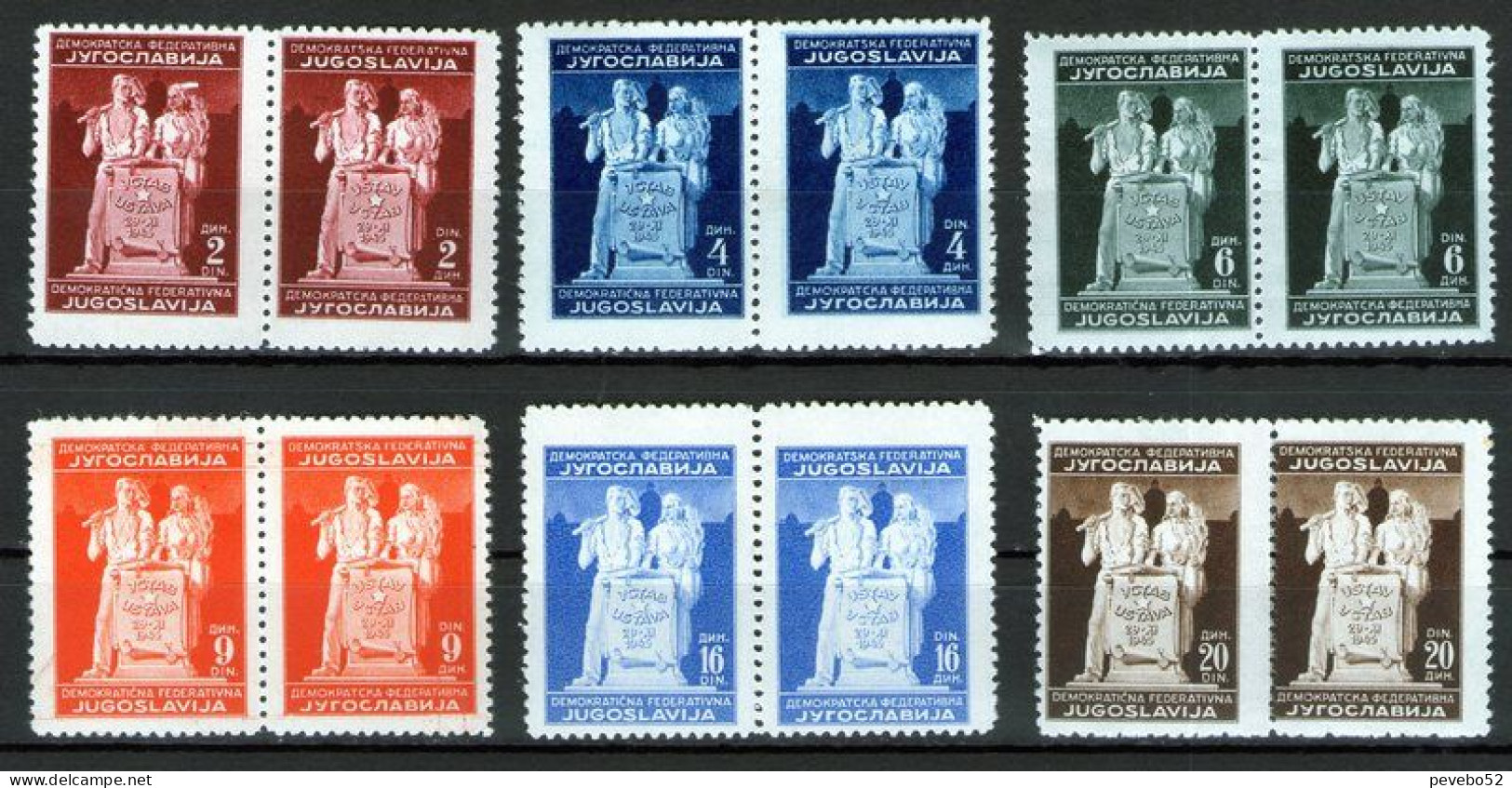 YUGOSLAVIA 1945 - Constitition Of The Democratic Republic Of Yugoslavia (Pair) MNH - Ongebruikt