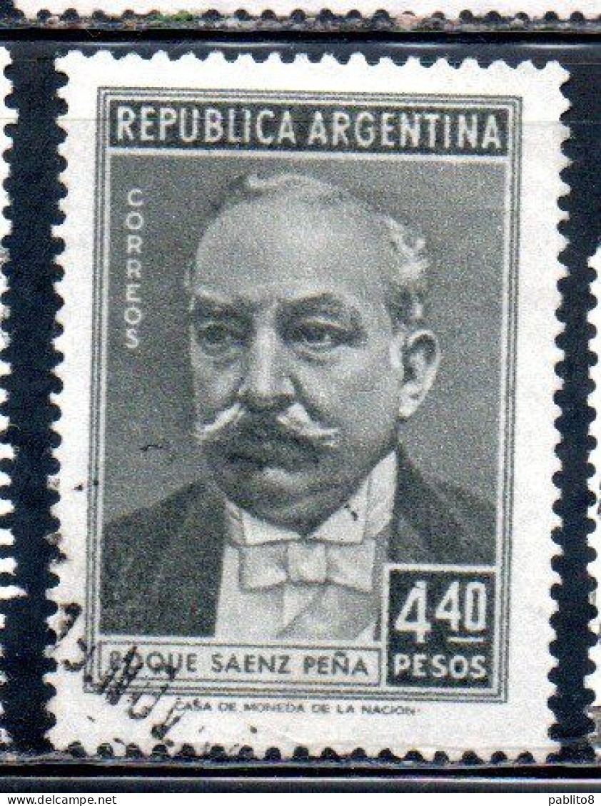 ARGENTINA 1957 ROQUE SAENZ PENA PRESIDENT 4:40p USED USADO OBLITERE' - Gebraucht