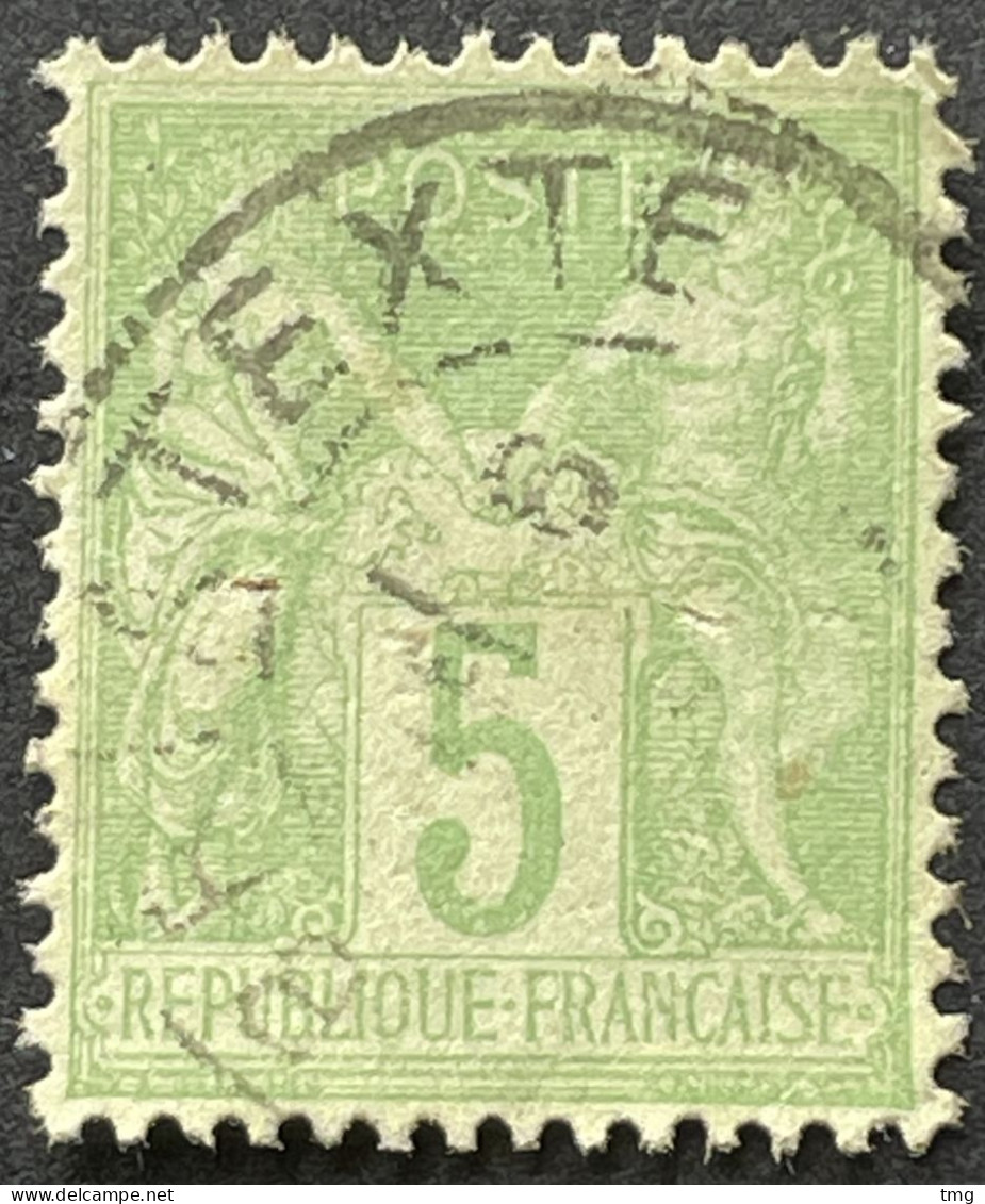 YT 102 Briatexte Tarn RARE Indice 15 SAGE 5c Vert-jaune Type III (côte Timbre 6 €) France – Kdomi - 1898-1900 Sage (Tipo III)