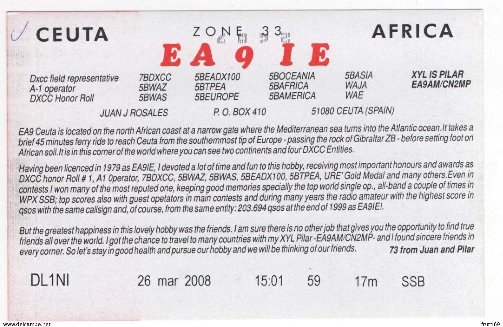 AK 211375 QSL - Spain - Ceuta - Amateurfunk