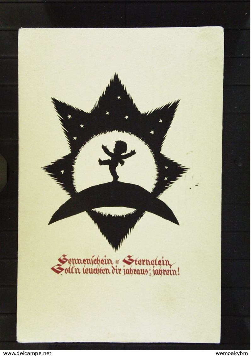 DR: Ansichtskarte - Scherenschnitt - "Sonnenschein - Sternelein...."  Aus MÜNSTER Vom 31.12.1932 Nach München - Scherenschnitt - Silhouette