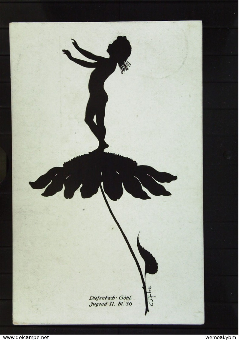 DR: Ansichtskarte - Scherenschnitt - "Göttl. Jugend"  Von Diefenbach Vom 9.10.1921 - Scherenschnitt - Silhouette