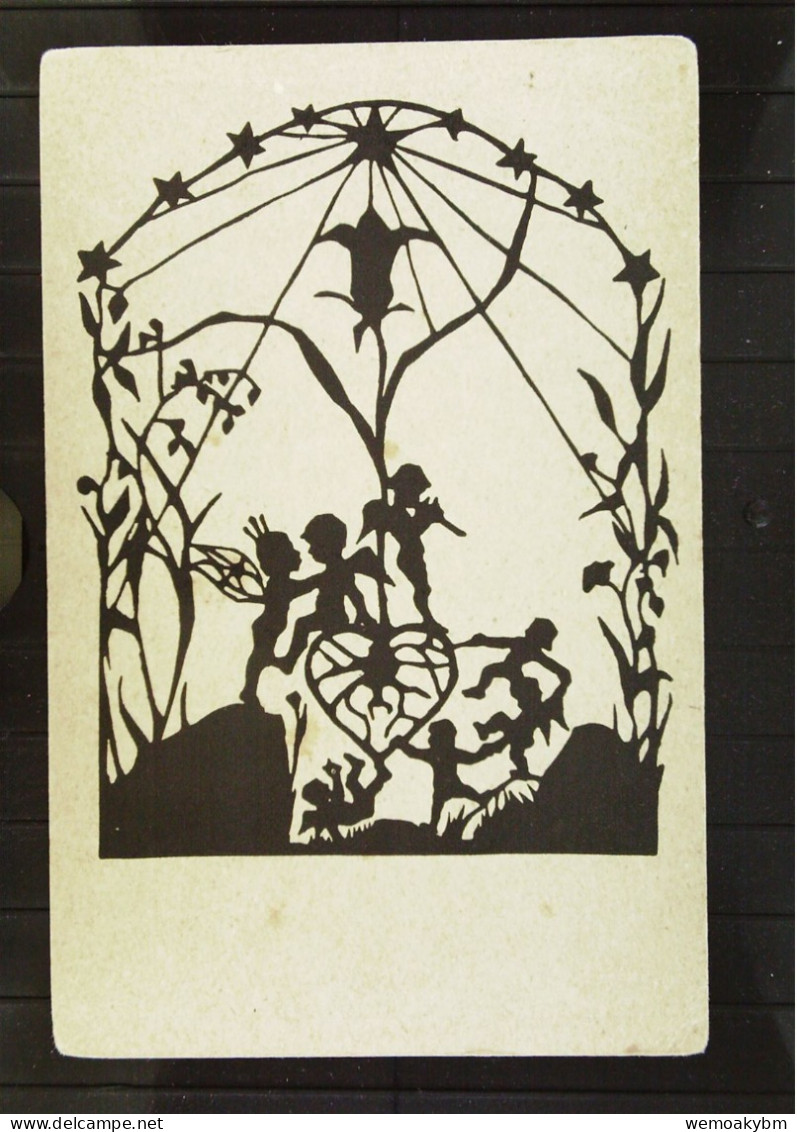 DR: Ansichtskarte - Scherenschnitt - "Elfenspuk"  Von Elisabeth Kellermann, Itzehoe Vom 16.2.1923 - Scherenschnitt - Silhouette