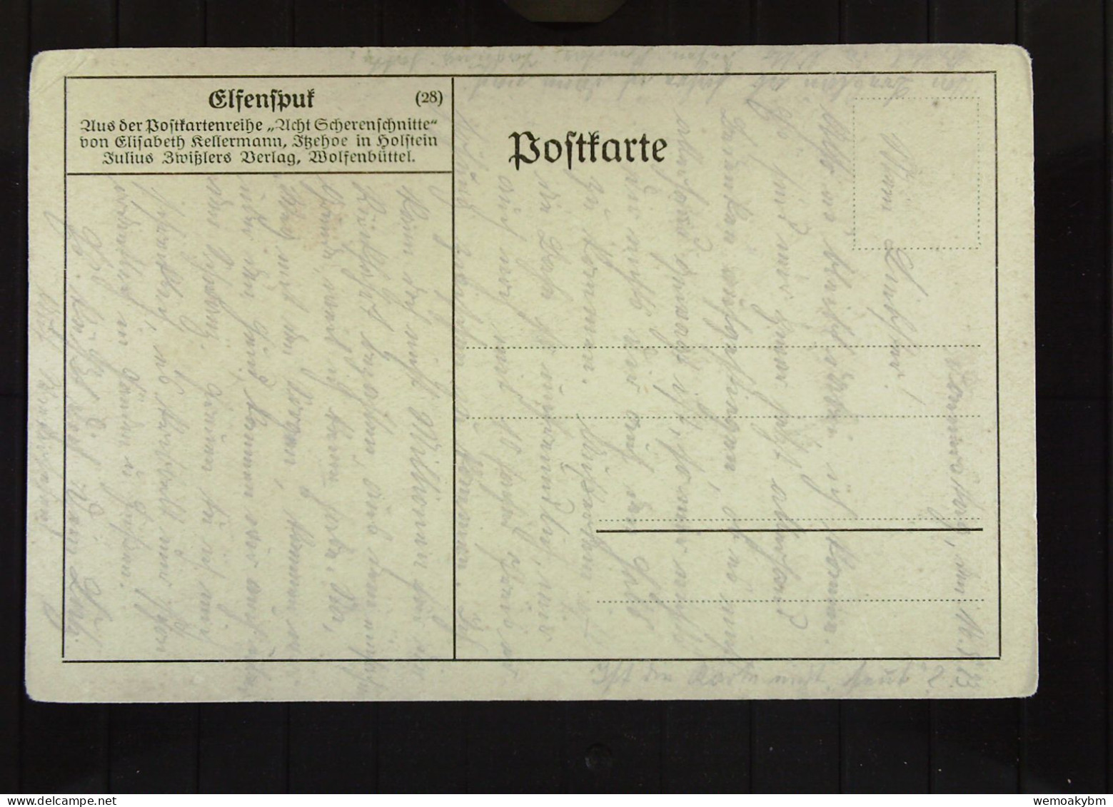 DR: Ansichtskarte - Scherenschnitt - "Elfenspuk"  Von Elisabeth Kellermann, Itzehoe Vom 16.2.1923 - Scherenschnitt - Silhouette