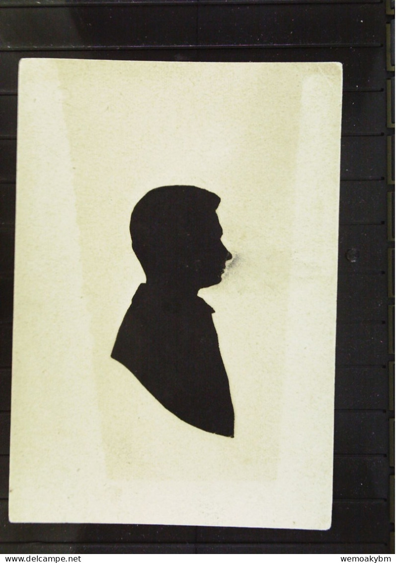 DR: Ansichtskarte - Scherenschnitt - "Männerportrait" - Scherenschnitt - Silhouette