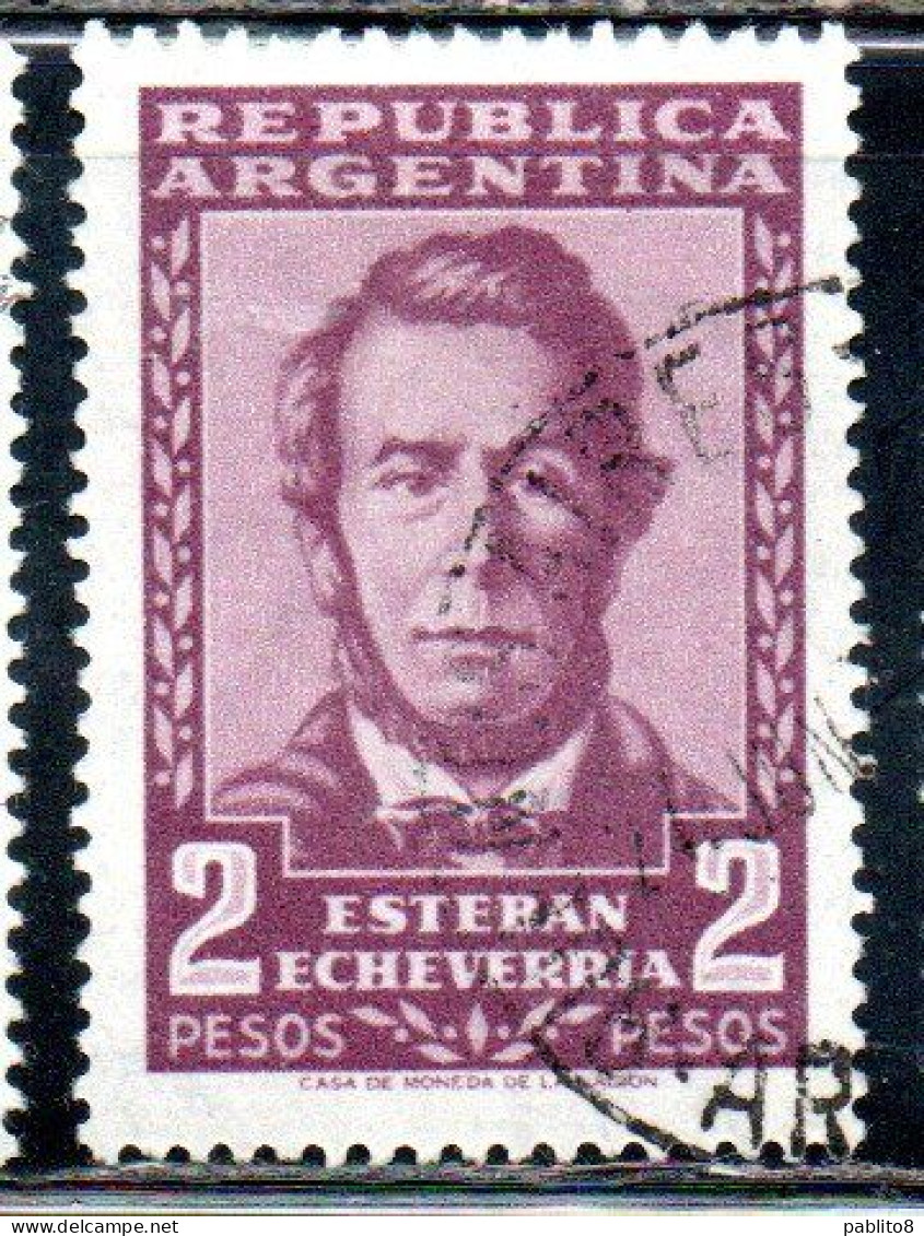 ARGENTINA 1957 ESTEBAN ECHEVERRIA POET 2p USED USADO OBLITERE' - Usati