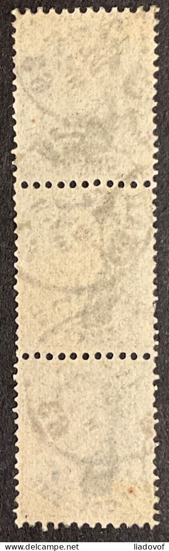 OBP 13A Bande Verticale De 3 Obl. EC CHARLEROI - 1863-1864 Medaillons (13/16)