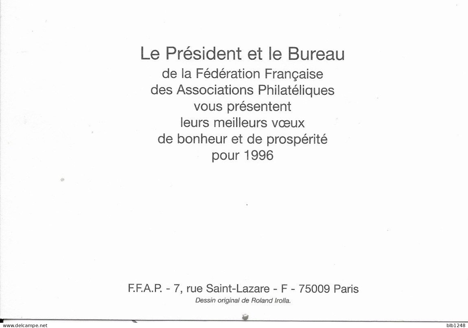 Bourses & Salons De Collections FFAP Voeux 1996 - Bourses & Salons De Collections