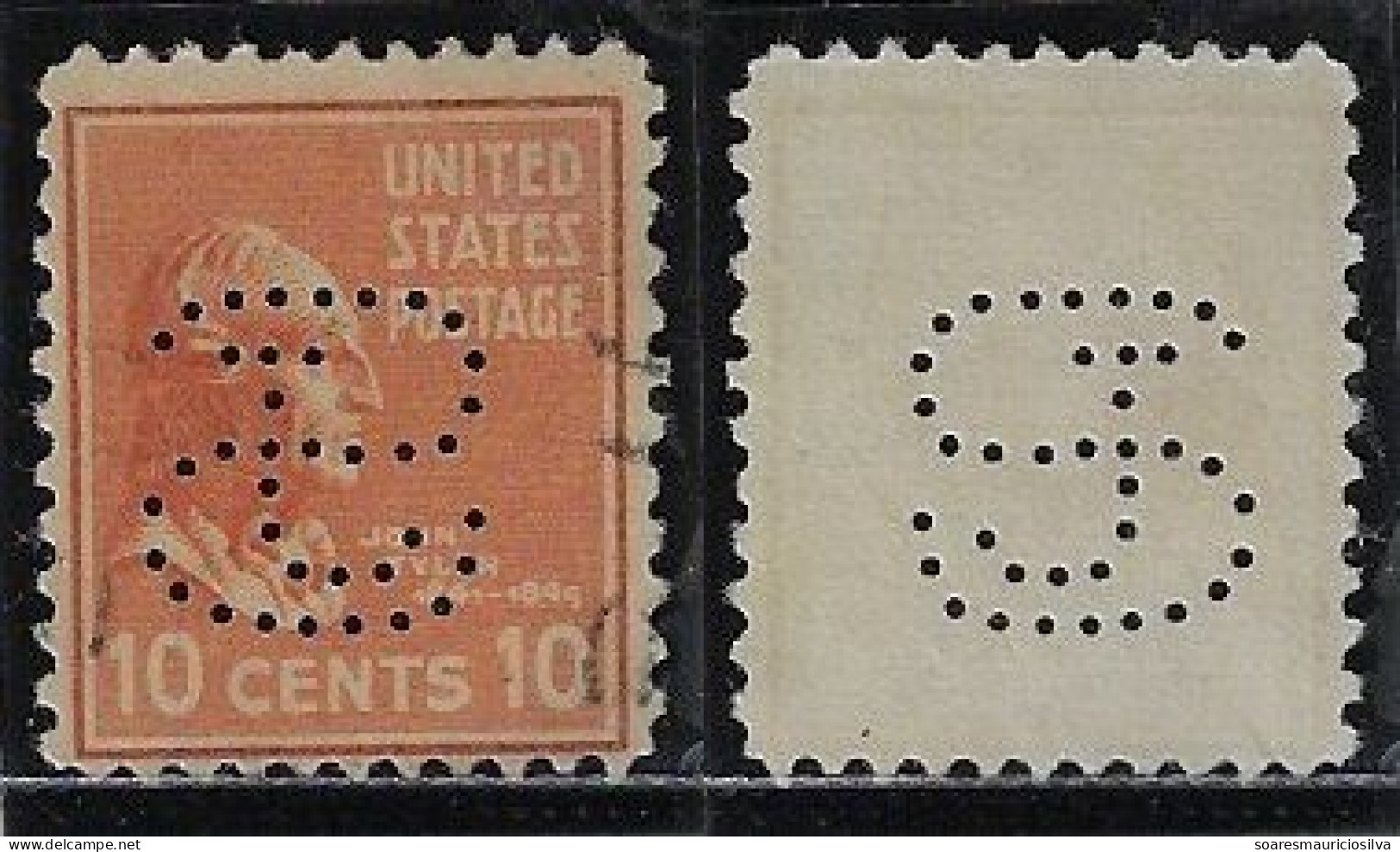 USA United States 1917/1942 Stamp With Perfin SJ By J. Sklar Manufacturing Company From Brooklyn Lochung Perfore - Perforés