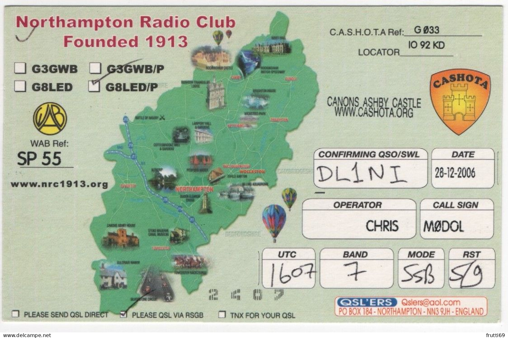 AK 211417 QSL - England - Northampton Radio Club - Radio