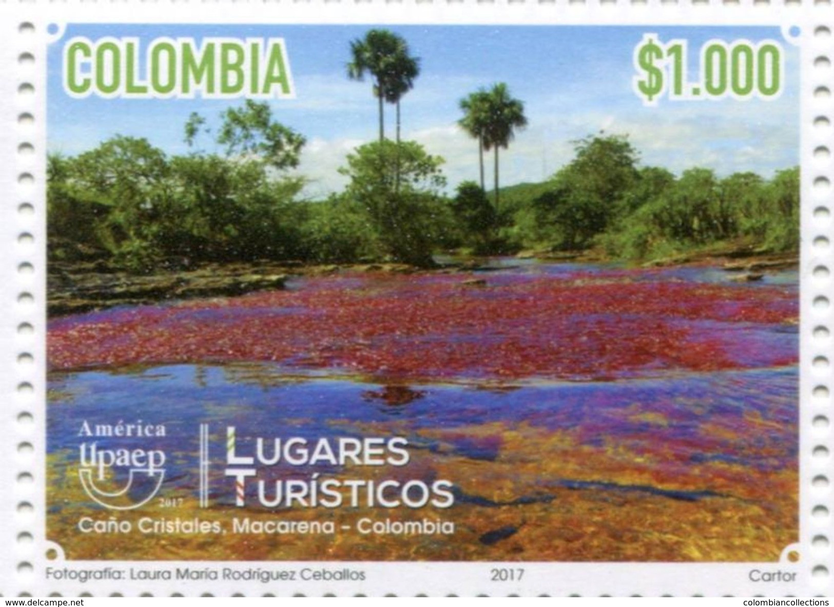 Lote 2017-15, Colombia, 2017, Sello, Stamp, Lugares Turisticos, Upaep, River, Tree, Caño Cristales, 2v - Colombia