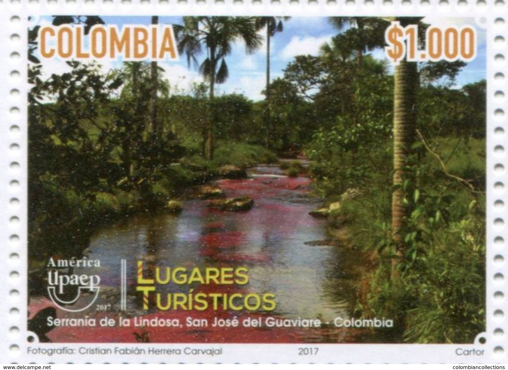 Lote 2017-15, Colombia, 2017, Sello, Stamp, Lugares Turisticos, Upaep, River, Tree, Caño Cristales, 2v - Colombia