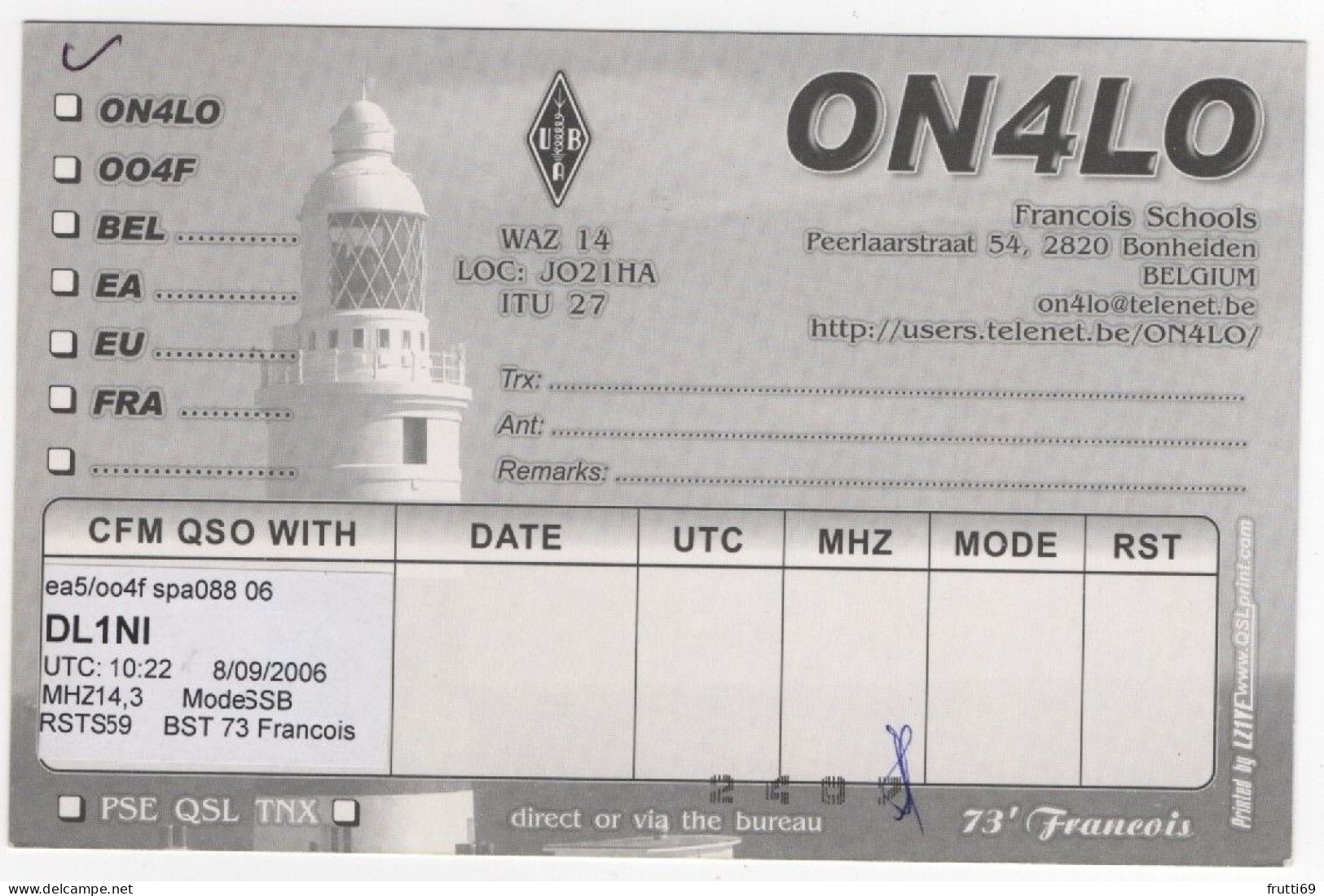 AK 211420 QSL - Belgium - Bonheiden - Radio