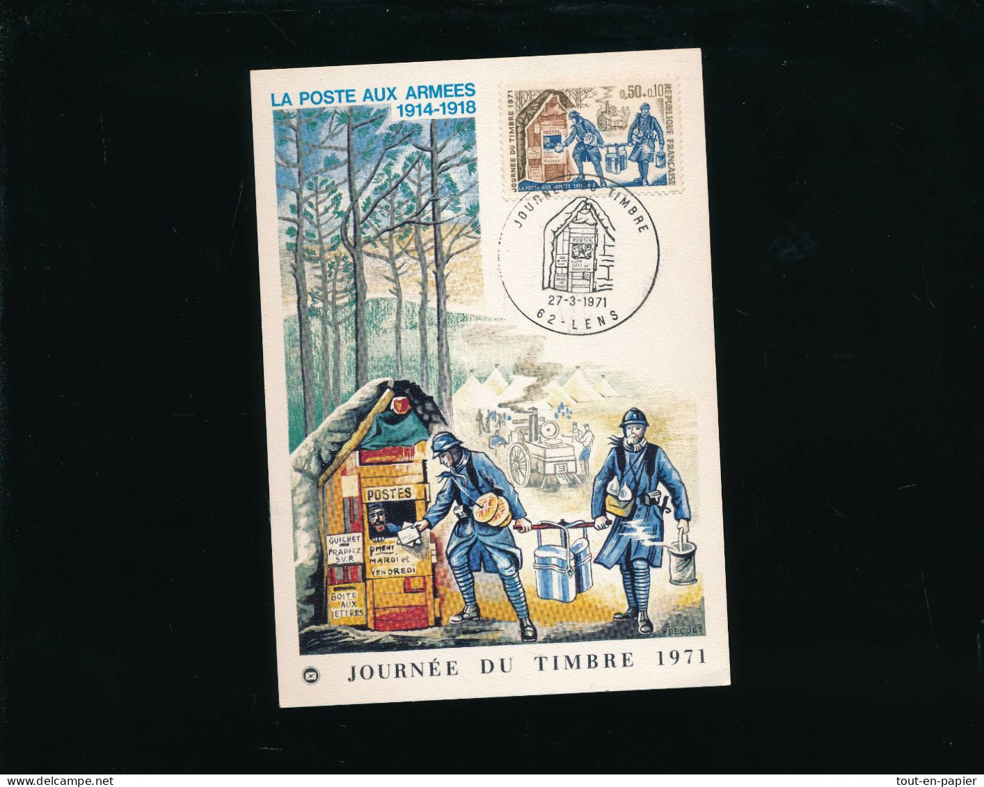 FRANCE - Journée Du Timbre 1971 - La Poste Aux Armées - 27/3/1971 - 62 Lens - Carte Maximum - CM - Stamp's Day