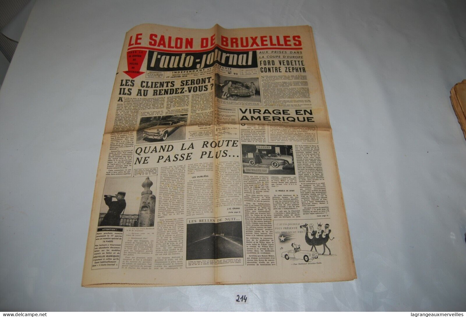 C214 Ancien Journal - L'Auto Journal - 1954 Salon De L'auto - 1950 à Nos Jours