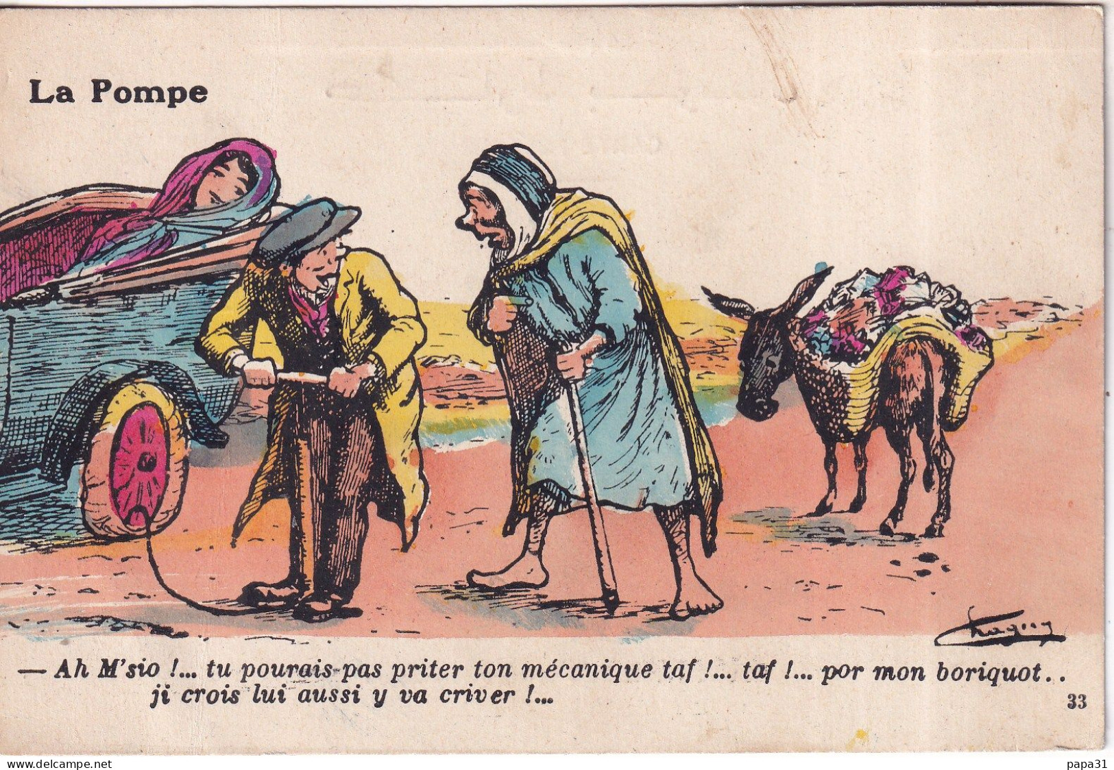 ILLUSTRATEUR ORIENTAL CHAGNY LA POMPE ANE BOURIQUOT AUTOMOBILE CARICATURE ARABE HUMOUR MAGHREB - Chagny