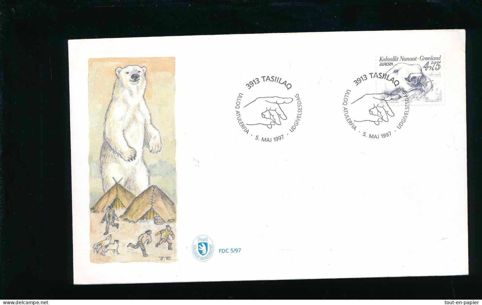 FDC 5/97 - Groenland - 3913 Tasiilaq  Ulloq Atulerfia, Kalaallit Nunaat 5 Mai 1997 - Ours - Covers & Documents