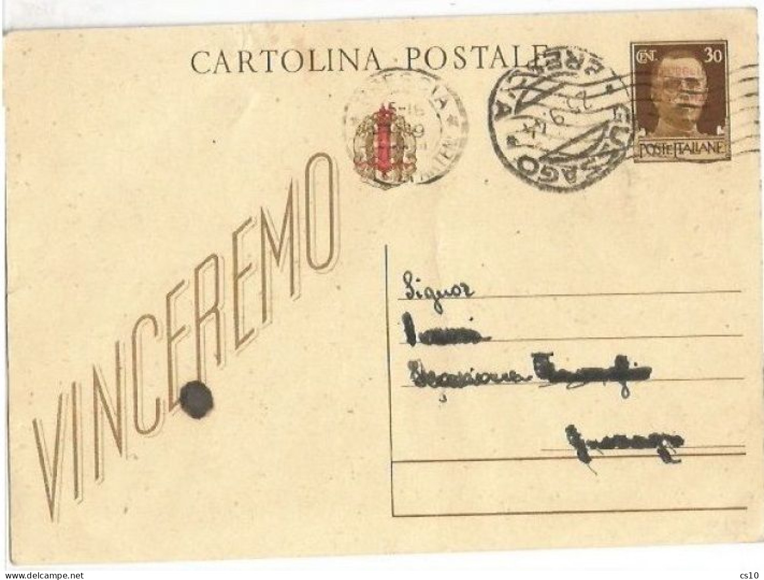 RSI Fascetti CP #104 C.30 Soprastampato In Rosso Da Brescia 20set1944 Per Gussago (BS) 25set44 - Stamped Stationery