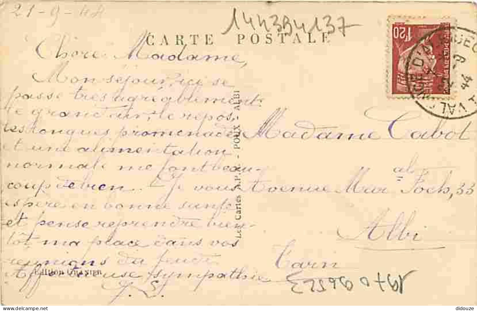 81 - Valence D'Albigeois - Le Sacré-Coeur  - Colorisée - Correspondance - Oblitération Ronde De 1944 - Editeur APA - CPA - Valence D'Albigeois