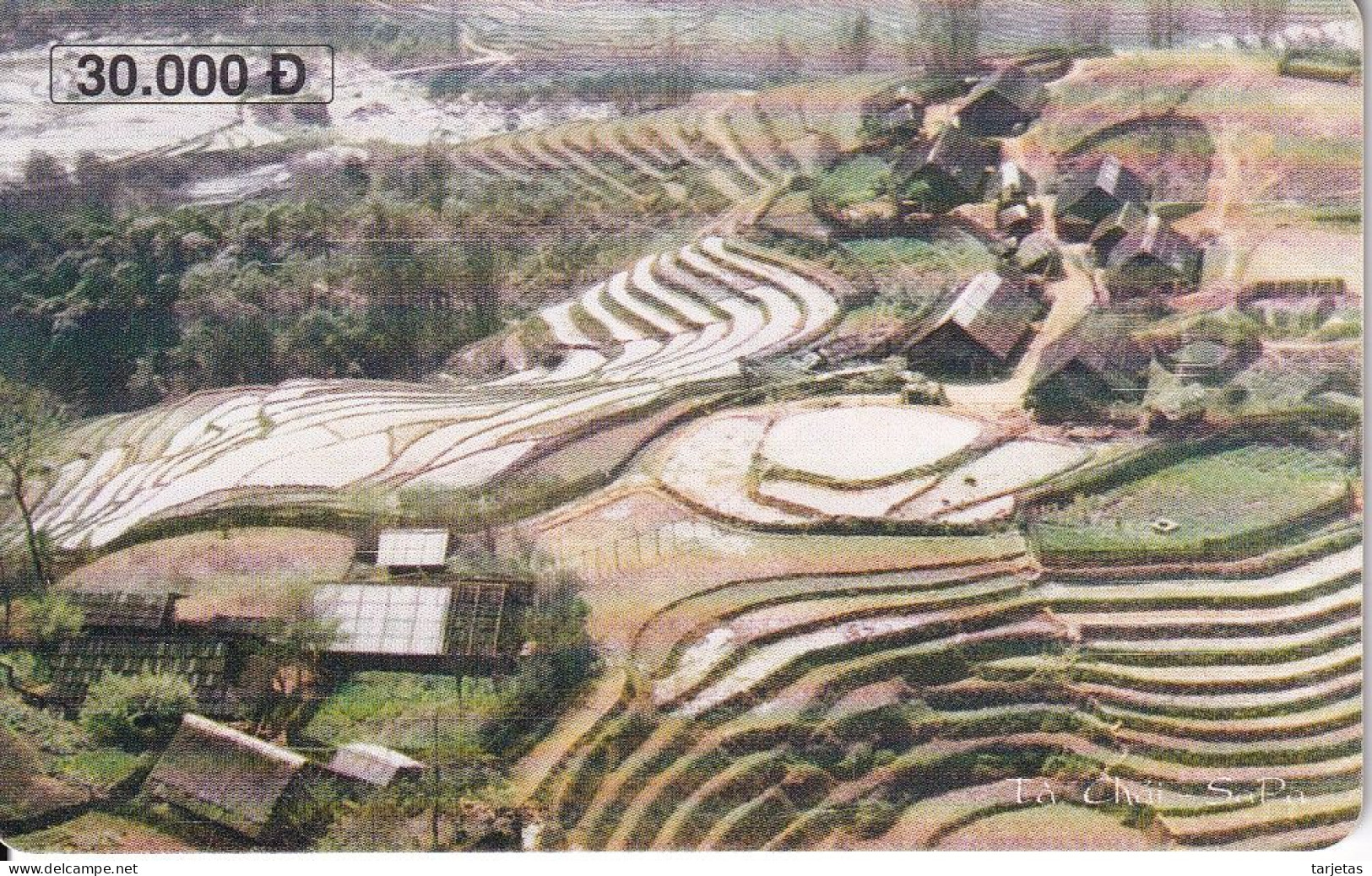 TARJETA CON CHIP DE VIETNAM DE 30000 D CON UNAS TERRAZAS DE ARROZALES - Viêt-Nam