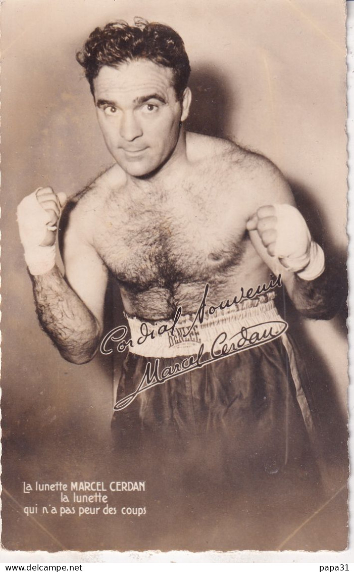 Boxe * Marcel CERDAN * Pub Publicité Lunette * Boxeur Sport Sportif * Célébrité - Boksen